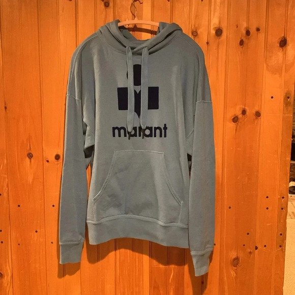 Isabel Marant Tops - ISABEL MARANT Etoile Miley logo hooded pullover sweatshirt